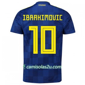 Camisolas de Futebol Suécia Ibrahimovic 10 Equipamento Alternativa Copa do Mundo 2018 Manga Curta